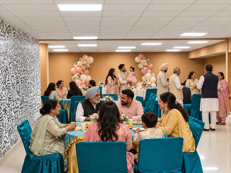 A family birthday setup in the BJ Villa hall