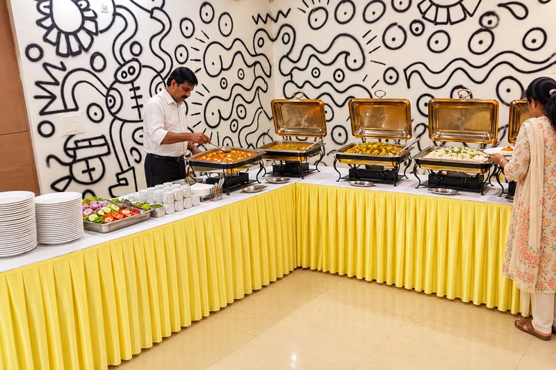A buffet spread and service in the BJ Villa hall